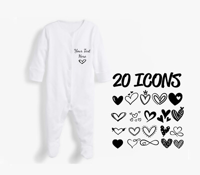Personalisierter Unisex Vollweiß Baby Schlafanzug Wachsen Text hinzufügen Geburtstag Babyparty