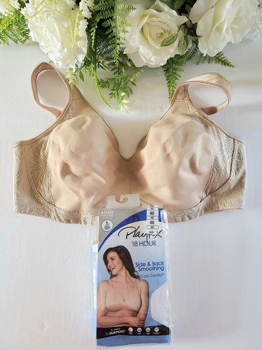 Playtex Women's 18 Hour Side & Back Smoothing Wirefree Bra Nude Size 40D - Picture 2 of 7