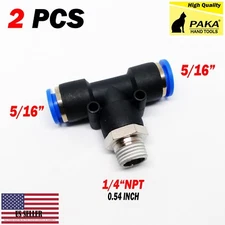 Branch Tee 3 Way Connector Tube OD 5/16" X NPT 1/4" Quick Release Fitting(2 pc)