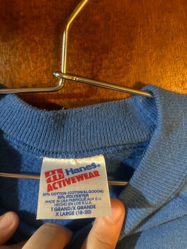 Vintage Hanes Activewear New York Giants Blue Graphic Sweatshirt Boys XL 1990s - Picture 3 of 4