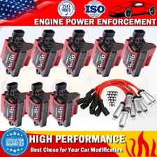 8 Pack Ignition Coil & Spark Plug Wire For Chevy Silverado 1500 GMC Sierra UF271