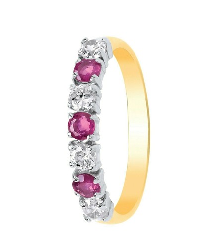 9ct Yellow Gold Ruby Eternity Ring Anniversary Band Fully Hallmarked - Picture 3 of 4