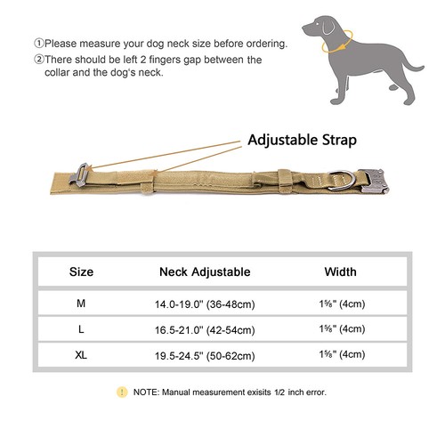 Collar táctico para perro con mango militar nailon con parche de entrenamiento para perro grande - Imagen 2 de 25