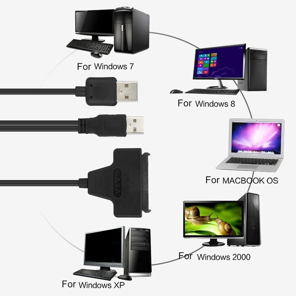 USB 2.0 2.0 2.0 to SATA 7+15 Pin 22Pin Adapter Cable For 2.5 USB 2.0 2.0 2.0 to SATA 7+15 Pin 22Pin Adapter Cable For 2.5