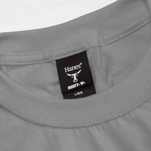 Hanes Mens T Shirt Beefy Pocket 100%Cotton Short Sleeve Smoke Gray Small-Medium - Picture 3 of 3