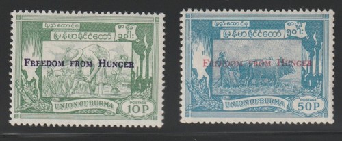 Burma 1963 SC # 173-74 Freiheit vom Hunger MNH OG