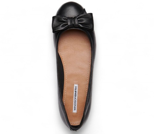 Windsor Smith Womens Black Leather Flat Shoes With Bow - Bunny - Picture 5 of 8