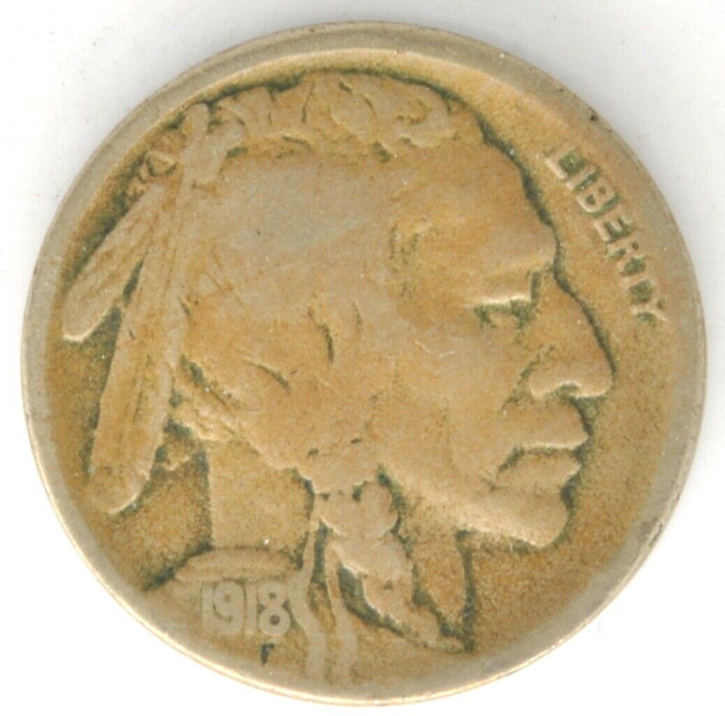 稀少「Ｓミント」　アメリカ合衆国   バッファロー５セント白銅貨  １９１８ Ｓ 1918 S Buffalo Nickel US 5 Five Cent Coin United States Semi