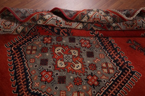 Alfombra de lana geométrica estilo tribal Viss duradera y elegante anudada a mano 9x12 ft - Imagen 15 de 19
