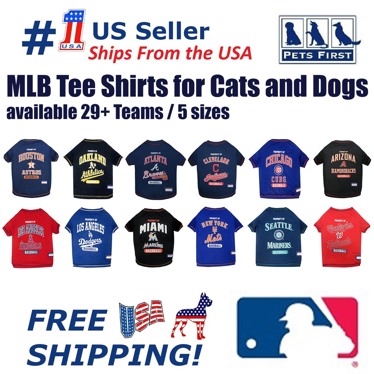 Pets First MLB Houston Astros Tee Shirt for Dogs & Cats