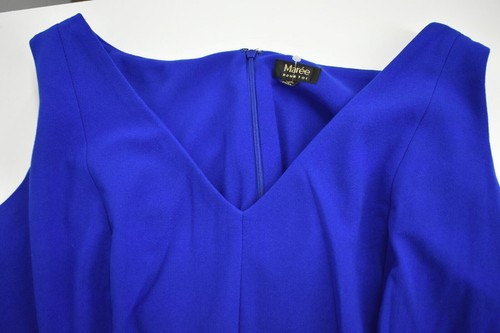 Maree Pour Toi Ruched Jersey Midi Dress Blue Scoop Neck Long Sleeve Womens 18 - Picture 4 of 4