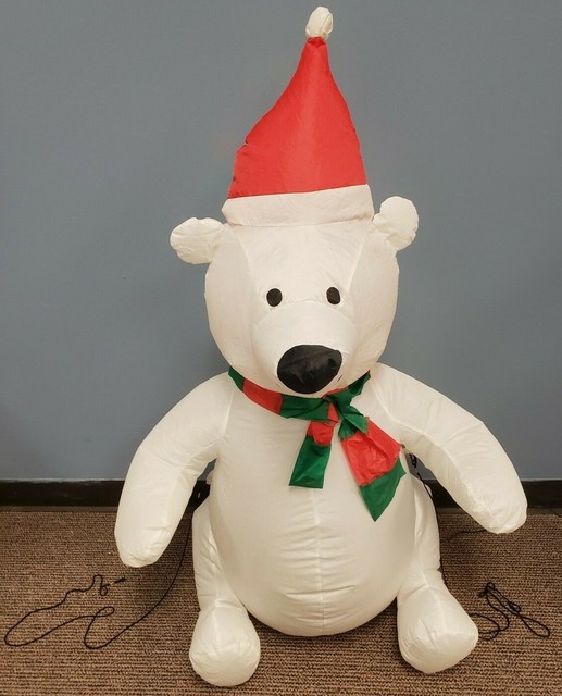 Gemmy Airblown Inflatable Polar Bear Scarf 45" Christmas