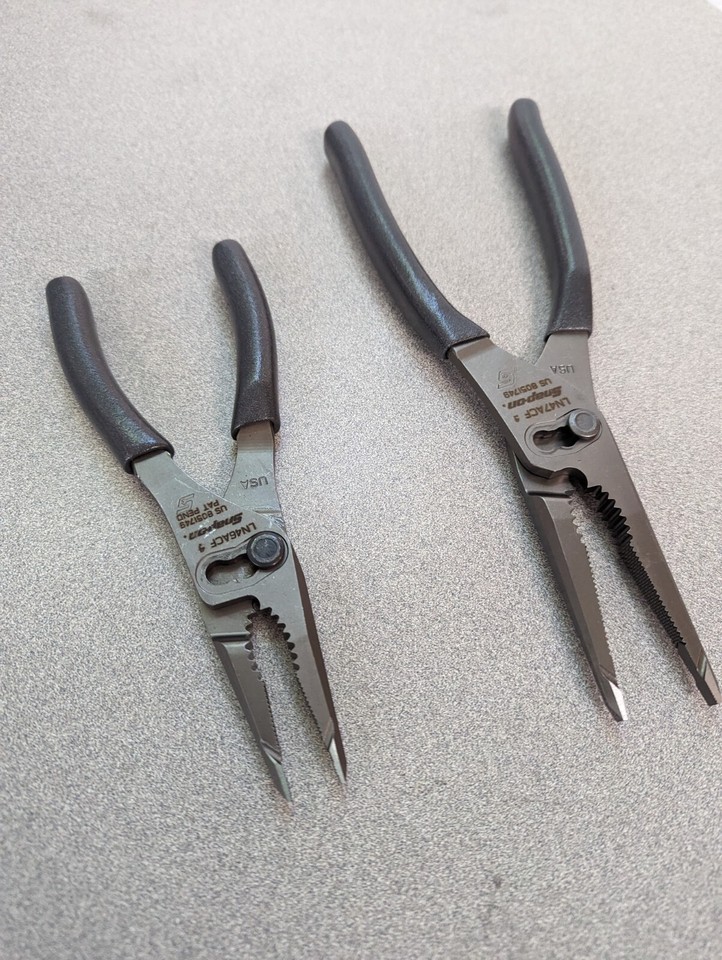 NEW Snap On LN47ACF & LN46ACF Needle Nose/SlipJoint Combination GRAY Plier Set 2 eBay