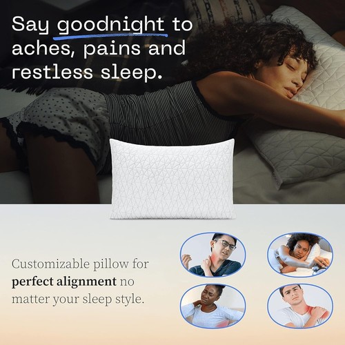 Adjustable King Size Bed Pillow Memory Foam Microfiber Support Sleep - Picture 6 of 10