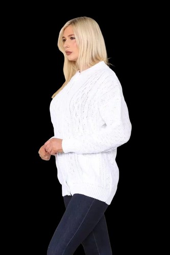 Damen Frauen dicker Winterpullover Strickmuster Langarm Pulli Pulli - Bild 13 von 13