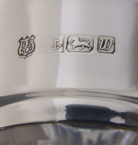 STERLING SILVER TOPPED WHISKY BTANDY NOGGIN DECANTER 1994 BARWARE 3/4 pint - Picture 12 of 12