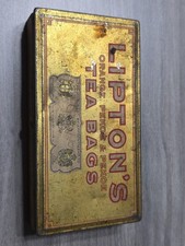 Vintage Lipton Tea Gold Tin Lipton's Orange Pekoe Tea Bags