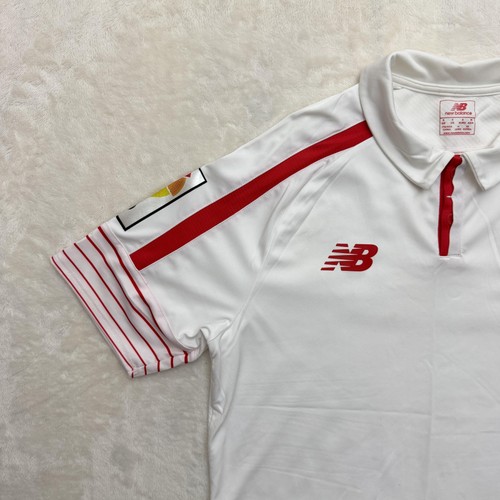 Camiseta de fútbol New Balance Sevilla FC para hombre pequeña blanca roja parche LFP La Liga - Imagen 6 de 18