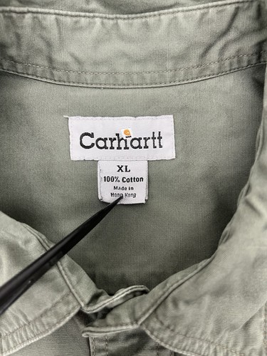 VTG Carhartt Shirt Men Extra Large Green Short Sleeve 2 Chest Pockets Workwear - Picture 5 of 14