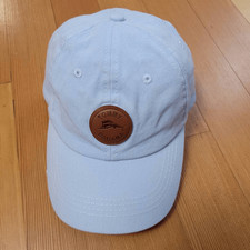 Tommy Bahama baby blue baseball cap leather logo detail beachy coastal preppy