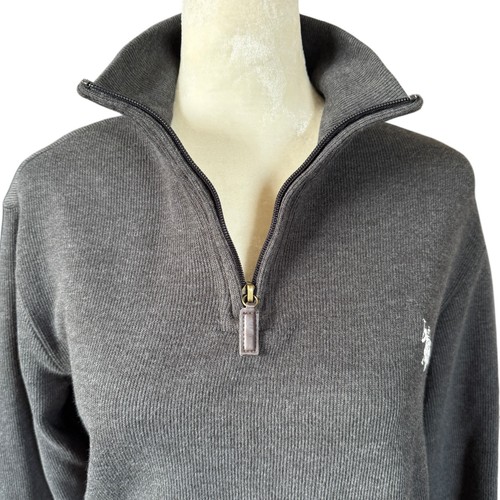 U.S. Polo Assn. XS black heather long sleeve 1/4 zip flatback sweatshirt jacket - Picture 5 of 10