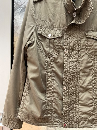 H&M mens khaki green casual lightweight lined cotton jacket size UK 44” chest - Picture 3 of 10