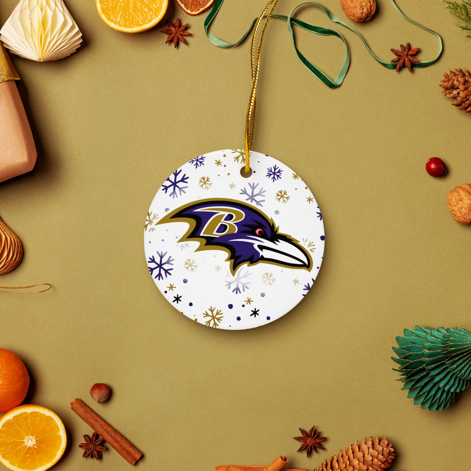 Baltimore Ravens Christmas Tree Holiday Flat Ornament