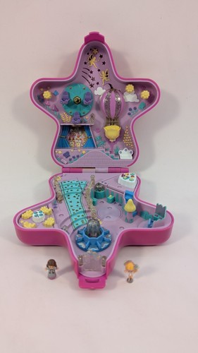 1993 Polly Pocket Fairylight Wonderland Ball Pink Star w/ 2 Dolls - Lights Work