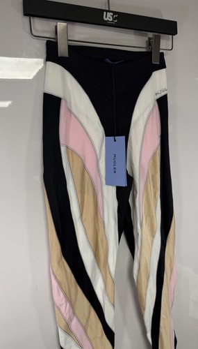 MUGLER Black And Pink Spiral Leggings Size 12 (40) GENUINE RRP £310 #M2 - Picture 6 of 8