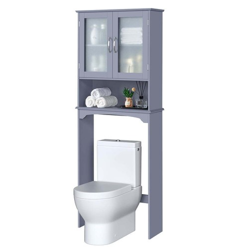 9" Breite über der Toilette Aufbewahrungsschrank 3 Regale für Badezimmer Organizer Grau - Bild 2 von 6