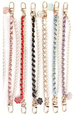 Gold Chain, Faux Pearl  Ribbon Floral Charm Wristlet for Bag, Phone, Keys 3 col
