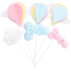 6Pcs Dessert Toppers Hot Air Balloon Cake Decoration Cloud Cupcake Toppers