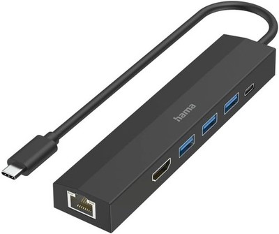 Hama USB-Hub 6 Ports USB-A USB-C HDMI LAN Ethernet 5 Gbps 4K Power Delivery