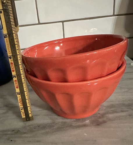 Anthropologie Cermic Suppe Müsli Salat Schüssel 5,5" Keks Latte Set 2 Rosa Koralle - Bild 4 von 8