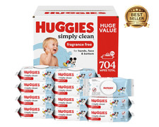 Huggies Simply Clean Unscented Baby Wipes 11 Flip-Top Packs 704 Wipes Total 