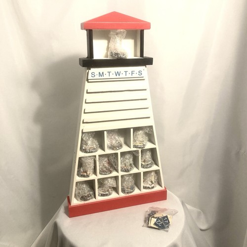NEW Wooden Lighthouse Perpetual Calendar 18.5 Inch Tall Shadowbox Figurines - Picture 3 of 9
