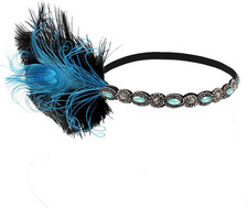 1920s Rhinestone Flapper Feather Headpiece Roaring 20s Great Gatsby Fascinators