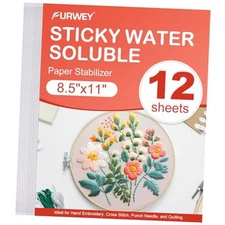  12PCS 8.5"x11" Sticky Water Soluble Embroidery Stabilizer Printable Paper 