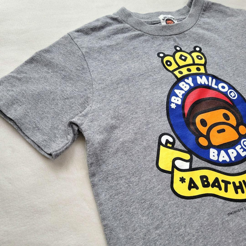 BAPE KIDS Baby Milo A Bathing Ape Gorilla Print T-Shirt Gray Size 120cm Japan - Picture 2 of 7