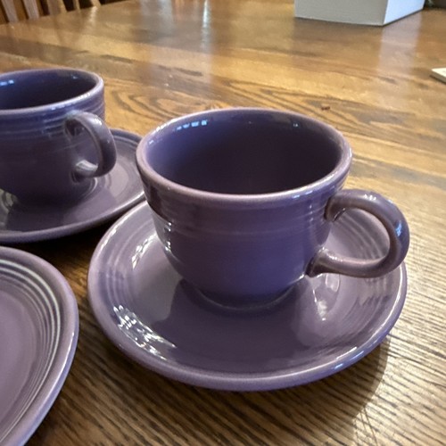 Homer Laughlin Fiestaware Lilac Purple 2 Tea Cups And 3 Saucers - Picture 2 of 7