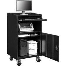 Mobile Computer Cabinet Black 27"W x 24"D x 49-1/4"H