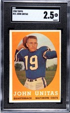 1958 Topps Football Johnny Unitas Baltimore Colts #22 SGC 2.5