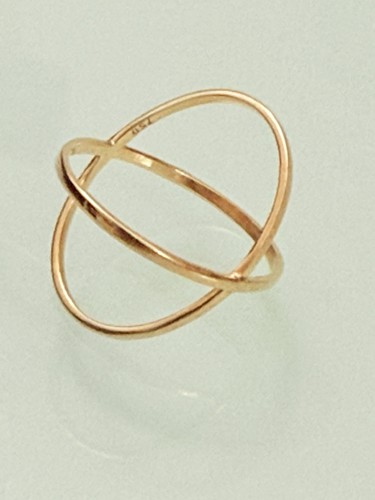 Echter 18k Gelbgold X Ring Größe 5-5,5" minimalistisch modern Unisex nicht vergoldet - Bild 9 von 12