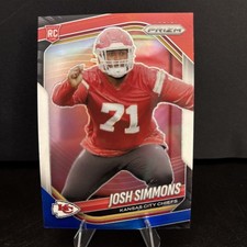 2025 Panini Prizm Josh Simmons Red White and Blue Prizm RC , Chiefs