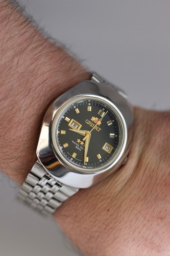 Orient Day Date Watch Automatic Steel 38mm Vintage Black Dial - Picture 7 of 7