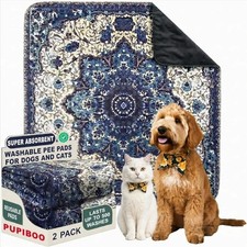 Washable Pee Pads for Dogs - Super 3FT x 3FT Pack of 2 Blue Medallion