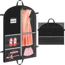 Professional Dance Costume Garment Bag with Pockets, Waterproof, Foldable, Black