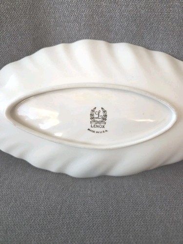 Vintage Lenox Blattform Servierplatte Tablett Elfenbein 24K Goldrand 10" Hergestellt in den USA - Bild 6 von 10