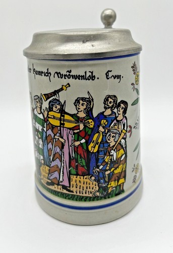 Vintage Dochtwerke German Stoneware Bierstein 0,5L Zinndeckel W. Germany - Bild 2 von 6