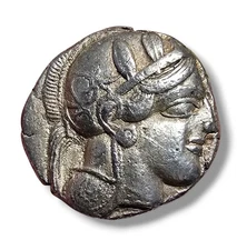 ANCIENT GREEK Attica ATHENS c. 454 BC -  AOE silver AR Tetradrachm OWL ATHENA